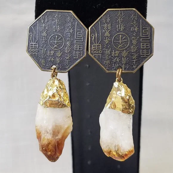 Karen Roache Unique Chinese Good Luck Crystal Clip-on Earrings - Picture 1 of 15